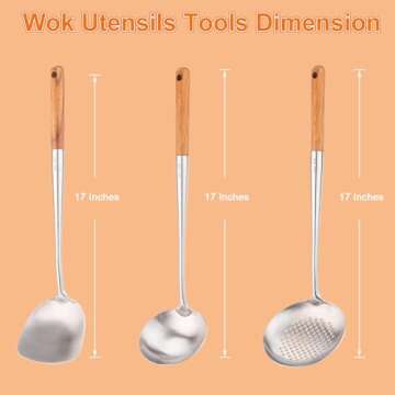 FJNATINH Wok Spatula Ladle Set for Perfect Cooking