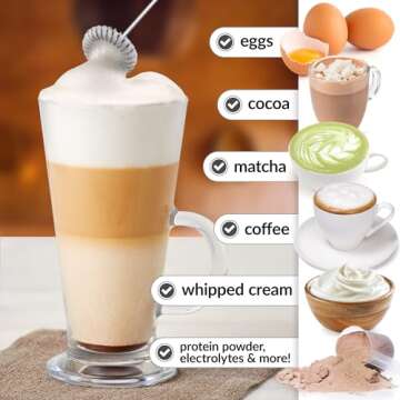 Zulay Kitchen Powerful Milk Frother Wand - Mini Milk Frother Handheld Stainless Steel - Battery Operated Drink Mixer for Coffee, Lattes, Cappuccino, Matcha - Froth Mate Milk Frother Gift - White