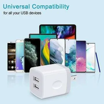 USB Wall Charger 5Pack with Quick Dual Port Fast Charging