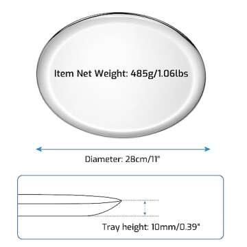 Stainless Steel Large Round Tray - Jewelry & Cosmetics Storage, Serving & Display - 11.02" Diameter,...