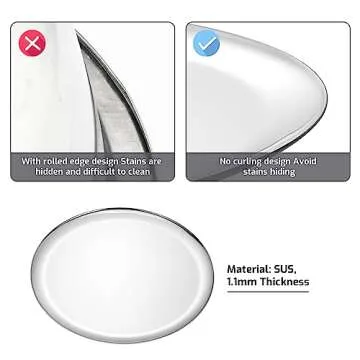 Stainless Steel Large Round Tray - Jewelry & Cosmetics Storage, Serving & Display - 11.02" Diameter, Mirror Polished Silver, Dishwasher Safe