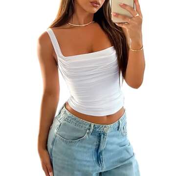 Trendy White Double Lined Tank Top for Women 2024