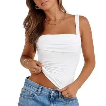 Trendy White Double Lined Tank Top for Women 2024