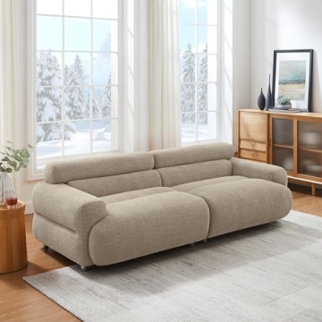 VANOMi 89" Boucle Cloud Loveseat Sofa Couch, Comfy Upholstered Deep Seat Boucle Sofa, Mid Century Mo...