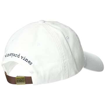 vineyard vines Men's Whale Logo Baseball Hat, White Cap, One Size