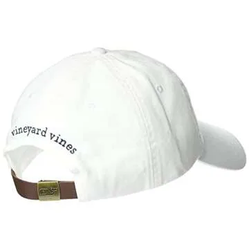 vineyard vines Men's Whale Logo Baseball Hat, White Cap, One Size