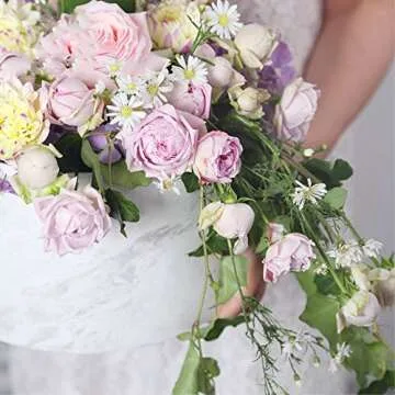 Vintage Round Flower Paper Box with Lid Marble Floral Arrangement Set/3 (S/M/L) (White)