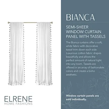 Elrene Bianca Semi-Sheer Boho Curtain Panel - Chic Elegance