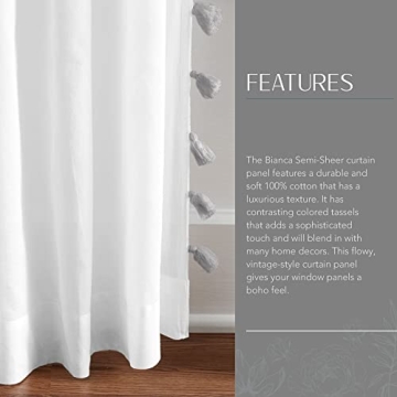 Elrene Bianca Semi-Sheer Boho Curtain Panel - Chic Elegance