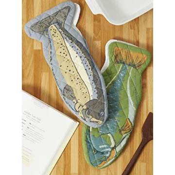 DII Lake House Fish Oven Mitts Set - Fun & Functional Cooking Gear