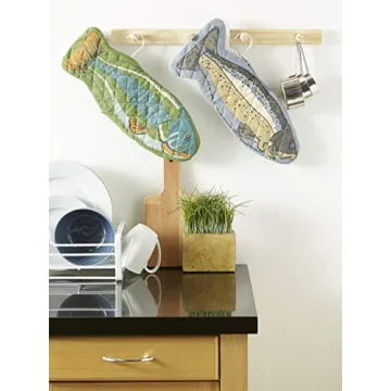 DII Lake House Fish Oven Mitts Set - Fun & Functional Cooking Gear