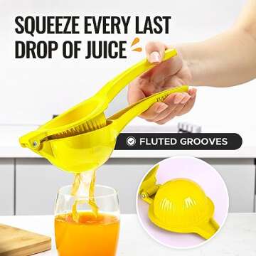 Zulay Premium Quality Metal Orange Squeezer, Citrus Juicer, Manual Press for Extracting the Most Juice Possible - Orange Juicer (Yellow)