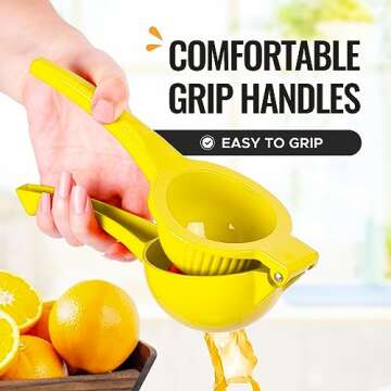 Zulay Premium Quality Metal Orange Squeezer, Citrus Juicer, Manual Press for Extracting the Most Juice Possible - Orange Juicer (Yellow)