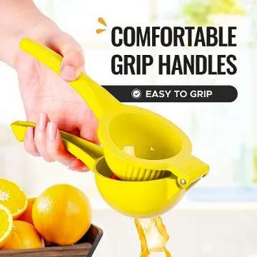 Zulay Premium Quality Metal Orange Squeezer, Citrus Juicer, Manual Press for Extracting the Most Juice Possible - Orange Juicer (Yellow)