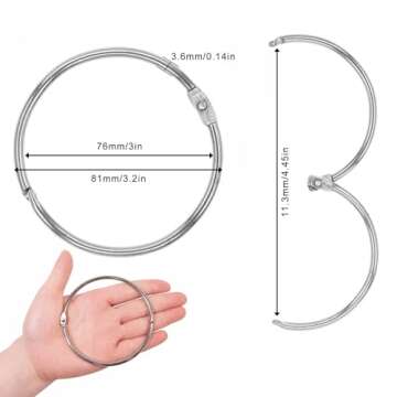 Coideal 3 Inch Extra Large Metal Book Rings - Loose Leaf Binder Rings, Easy to Open and Close, 20 Pa...