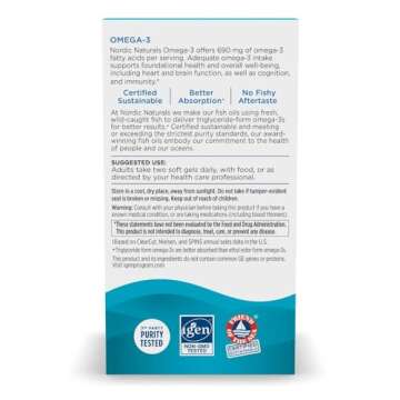 Nordic Naturals Omega-3, Lemon Flavor - 180 Soft Gels - 690 mg Omega-3 - Fish Oil - EPA & DHA - Immune Support, Brain & Heart Health, Optimal Wellness - Non-GMO - 90 Servings