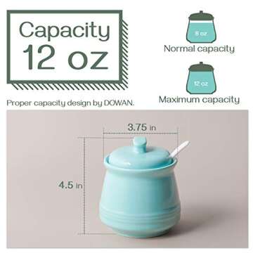 DOWAN 12 OZ Sugar Bowl with Lid and Spoon for Kitchen