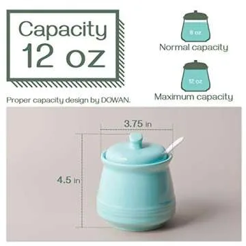 DOWAN 12 OZ Sugar Bowl with Lid and Spoon for Kitchen