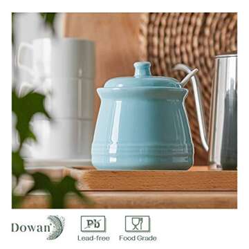 DOWAN 12 OZ Sugar Bowl with Lid and Spoon for Kitchen