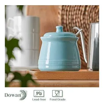 DOWAN 12 OZ Sugar Bowl with Lid and Spoon for Kitchen