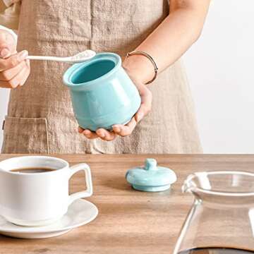DOWAN 12 OZ Sugar Bowl with Lid and Spoon for Kitchen