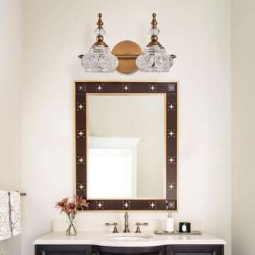 ZILANL Vintage Crystal Bathroom Lighting Fixture 2-Light