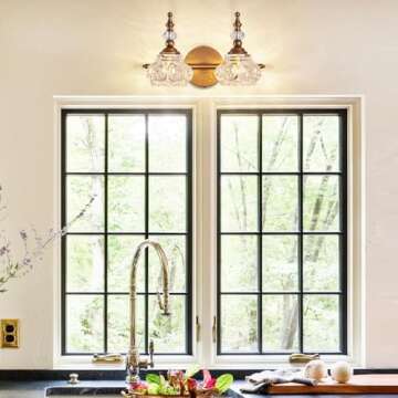 ZILANL Vintage Crystal Bathroom Lighting Fixture 2-Light