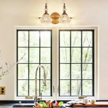 ZILANL Vintage Crystal Bathroom Lighting Fixture 2-Light