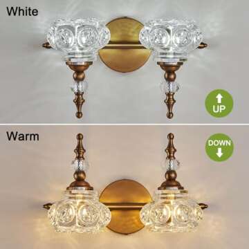 ZILANL Vintage Crystal Bathroom Lighting Fixture 2-Light