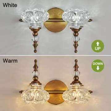 ZILANL Vintage Crystal Bathroom Lighting Fixture 2-Light