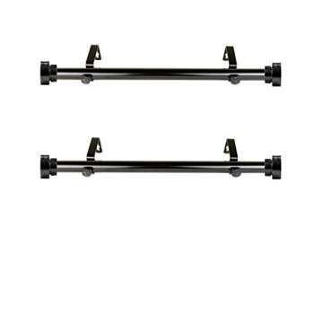Rod Desyne SIDE100-2 Adjustable 1" Side Curtain Rods, Black (Set of 2)