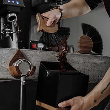 MHW-3BOMBER Cleaning Brush Coffee Bar Brush Espresso Machine Cleaning Brush Wood Handle Cleaning Tools with Lanyard Barista Accessories Home Kitchen B5332