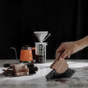 MHW-3BOMBER Cleaning Brush Coffee Bar Brush Espresso Machine Cleaning Brush Wood Handle Cleaning Tools with Lanyard Barista Accessories Home Kitchen B5332