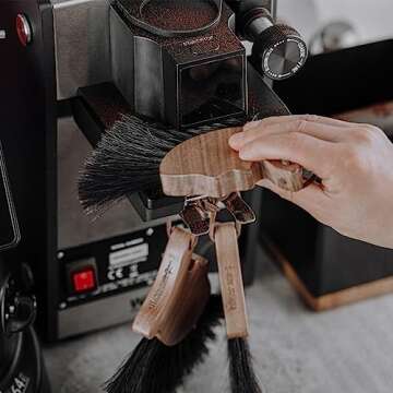 MHW-3BOMBER Cleaning Brush Coffee Bar Brush Espresso Machine Cleaning Brush Wood Handle Cleaning Tools with Lanyard Barista Accessories Home Kitchen B5332