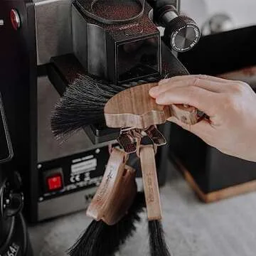 MHW-3BOMBER Cleaning Brush Coffee Bar Brush Espresso Machine Cleaning Brush Wood Handle Cleaning Tools with Lanyard Barista Accessories Home Kitchen B5332