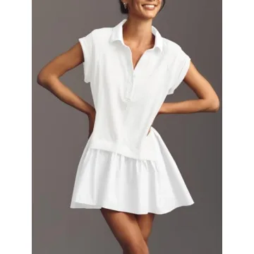 Fisoew Women's Summer Short Sleeve Sweatshirt Dress