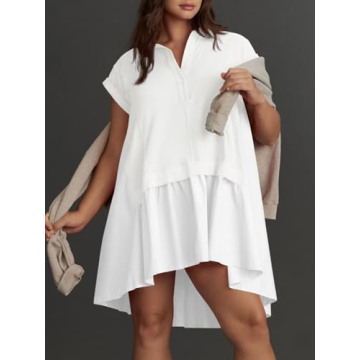 Fisoew Women's Summer Short Sleeve Sweatshirt Dress