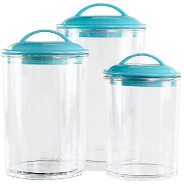 Calypso Basics by Reston Lloyd Acrylic Storage Canisters, Set of 3, Turquoise,11172