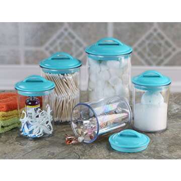 Calypso Basics by Reston Lloyd Acrylic Storage Canisters, Set of 3, Turquoise,11172