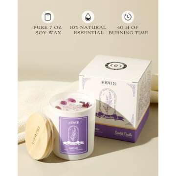 AOOVOO Lavender Scented Candles for Women - Aromatherapy Candle with Crystals Inside, 7oz Soy Candle...