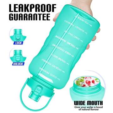 HydroPal 1 Gallon Water Bottles with Straw, 128 oz / 3.8L Water Bottle BPA Free Innovative 2-IN-1 Lid Gym Bottle with Times to Drink Motivational, Large for Sports Fitness Camping Water Jug One Gallon
