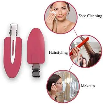 No Crease Hair Clips by A&D Innovation-Set of 6 Rubber No Bend Hair clips used by Professionals & Celebrity Stylists-Perfect for Makeup Application, Styling & Sectioning, will Not Crease or Dent Hair.