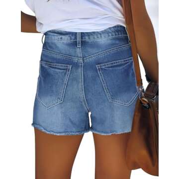 GRAPENT Women's Casual High Waisted Ripped Stretchy Denim Cut Off Hot Short Summer Jean Shorts Fresh...