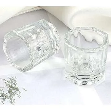 PandaSpa 2 Pieces Dappen Dish Crystal Glass Nail Art Set