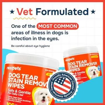 REXIPETS Dog Eye Wipes - Tear Stain Remover for Dogs - Remove Discharge & Mucus Secretions - 100 Soft Presoaked & Textured Eye & Face Wipes