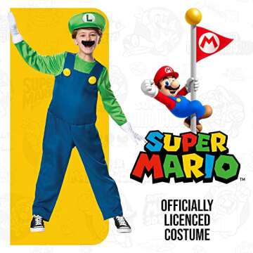 Disguise Nintendo Luigi Deluxe Boys' Costume Green, M (7-8)