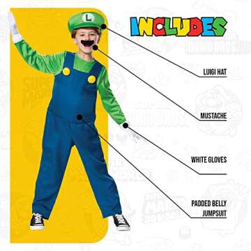 Disguise Luigi Deluxe Costume for Boys - Ages 7-8
