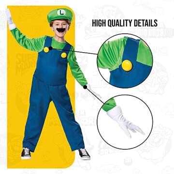 Disguise Luigi Deluxe Costume for Boys - Ages 7-8
