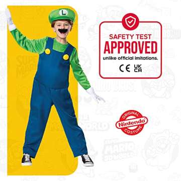 Disguise Luigi Deluxe Costume for Boys - Ages 7-8