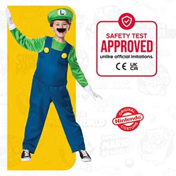 Disguise Luigi Deluxe Costume for Boys - Ages 7-8